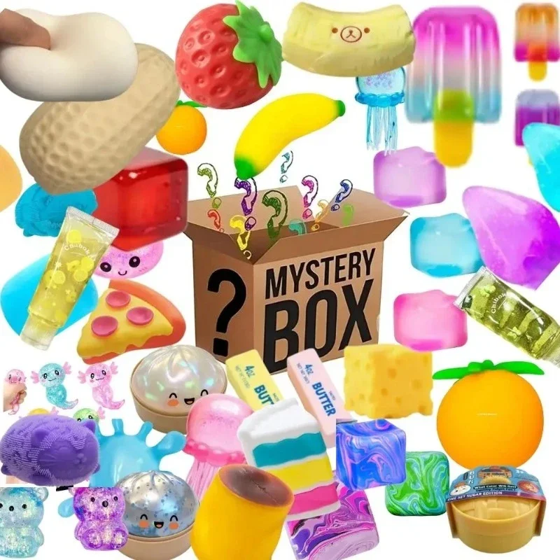100+ Pcs Surprise Box, Assorted Novelty Squishy Figures Blind Box, Fun Mystery Fidget Stress Relief Toys view 4