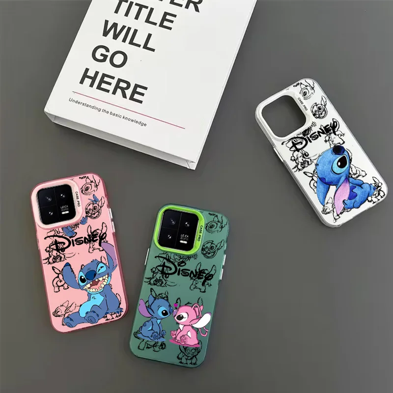 Disney Angel Stitch Lilo para Redmi Note 13 12 11 10 E Pro Plus Max S 4G 5G, funda de teléfono chapada en plata