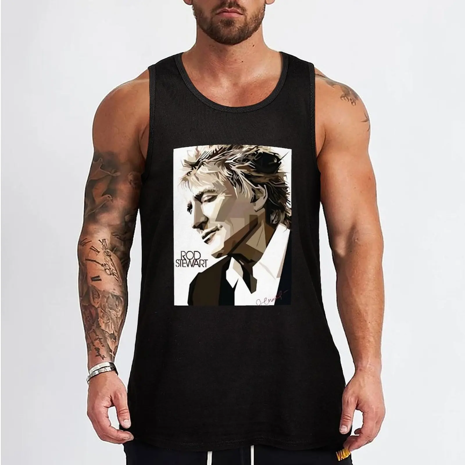 Sir Rod Black White Poster Tank Top Gym wear men clothings T-shirt for fitness Sports shirt man