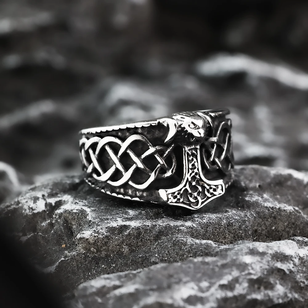 

Nordic Viking Celtic Knot Viking Hammer Fashion Personalized Men's Ring Jewelry