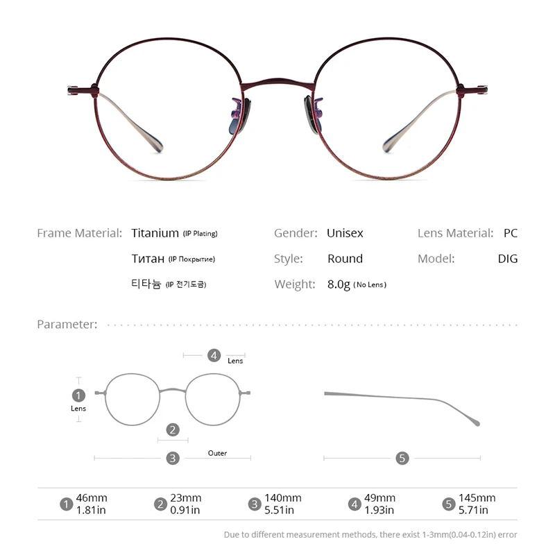 FONEX Pure Titanium Glasses Frame Women Colorful Retro Round Eyeglasses 2023 Vintage Eyewear DIG