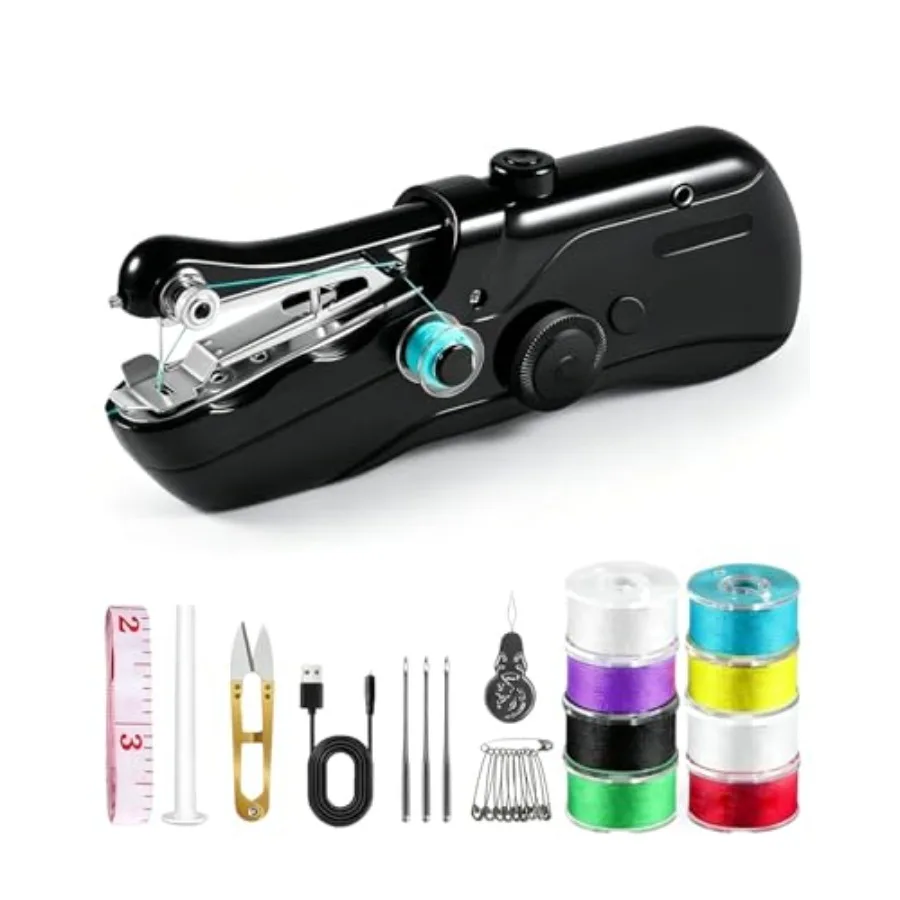 

Lightweight Mini Sewing Machine for Beginners, Complete Handheld Sewing Kit, Ideal for Home Use, Fixes and Craft Making Black