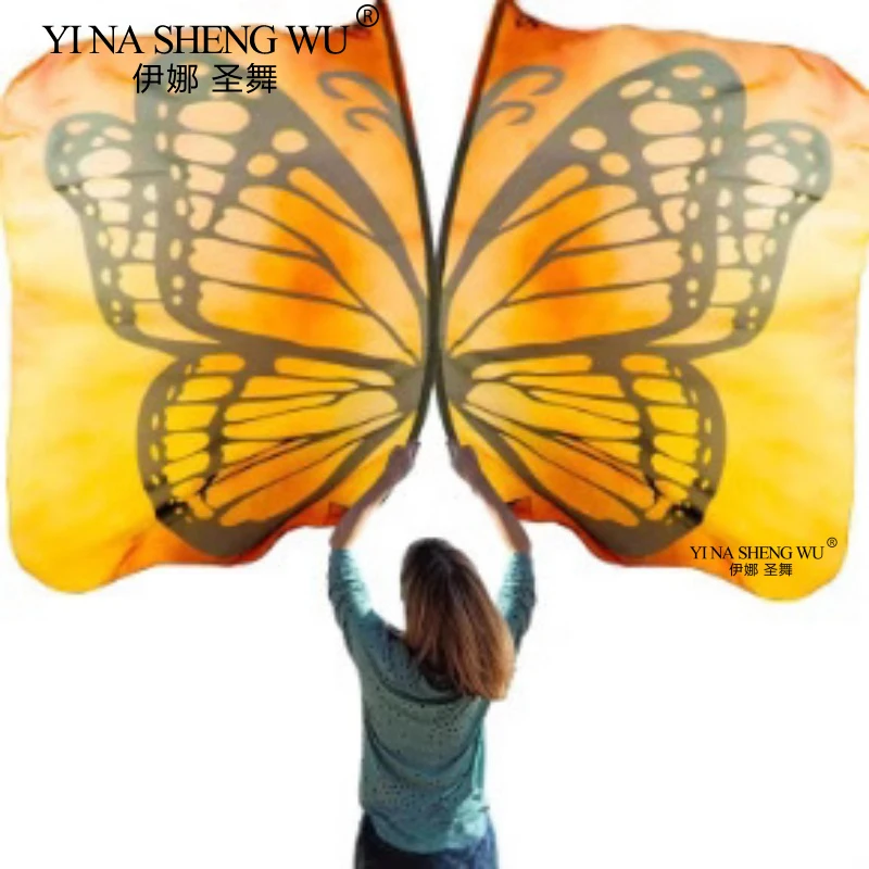 Belly Dance Props Colorful Butterfly Flag Telescopic Stick Lightweight Scalable Rods Dance Party Performance Accessories