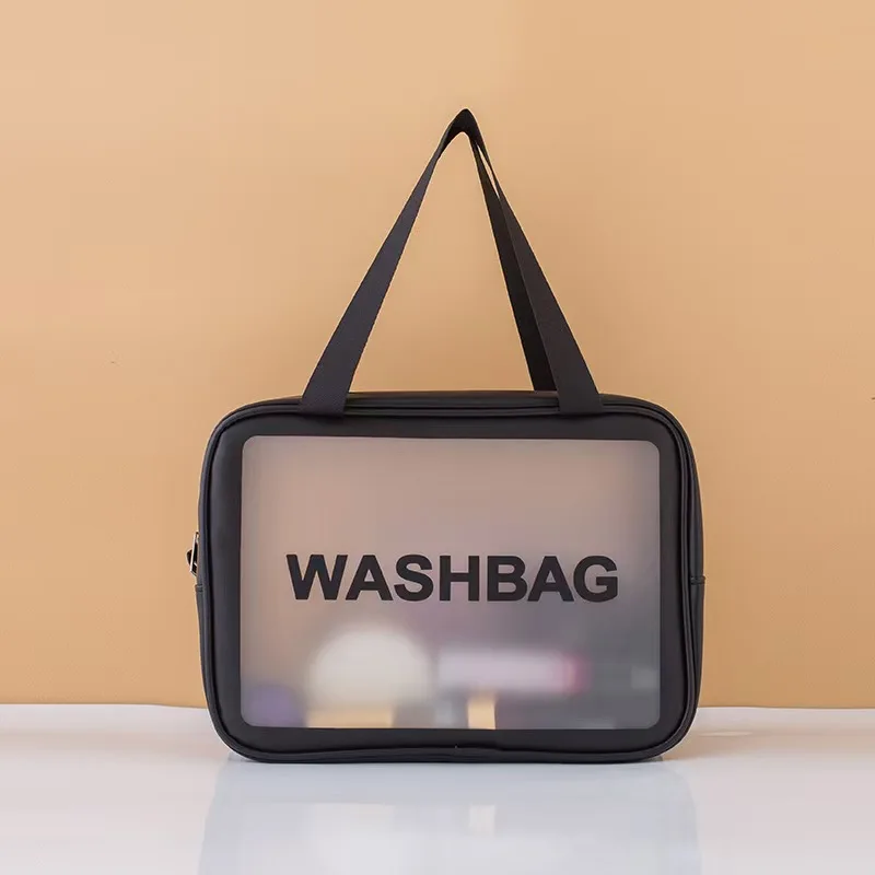 Wash Bag PVC Frosted Semi‑Transparent Waterproof Toiletry Pouch Large‑Capacity Cosmetic Storage for Bathroom Holiday