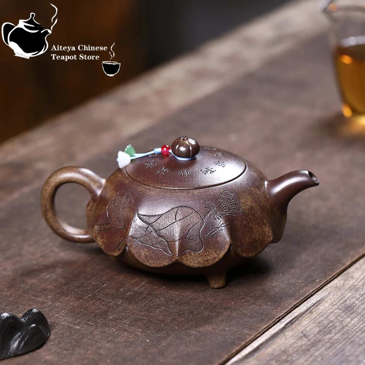 Yixing Purple clay teapot, original ore, wood burning section, mud, lotus rhyme, Chinese tea pot, Kung Fu tea set, health pot