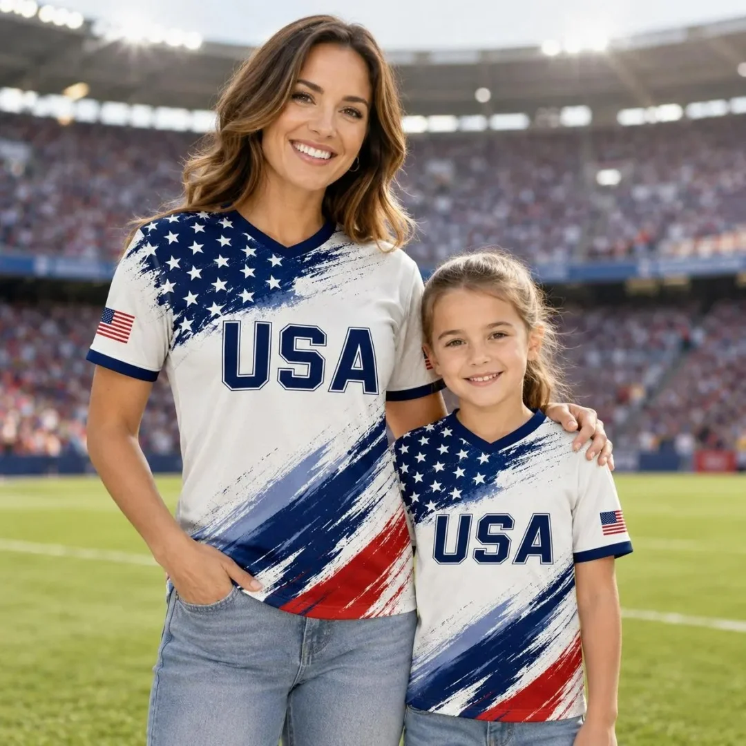 USA Soccer Jersey Personalized Football Shirt America Fan Apparel Summer Sports  Men's T-Shirt Children's Clothing Tee Woman ﻿