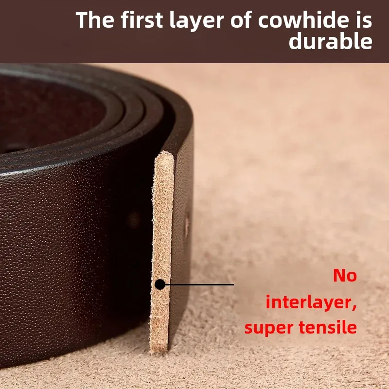 حزام رجالي كاجوال متعدد الاستخدامات من جلد البقر الأصلي الحقيقي بطبقة رأس على الطراز الإيطالي من الجلد السميك للرجال #3