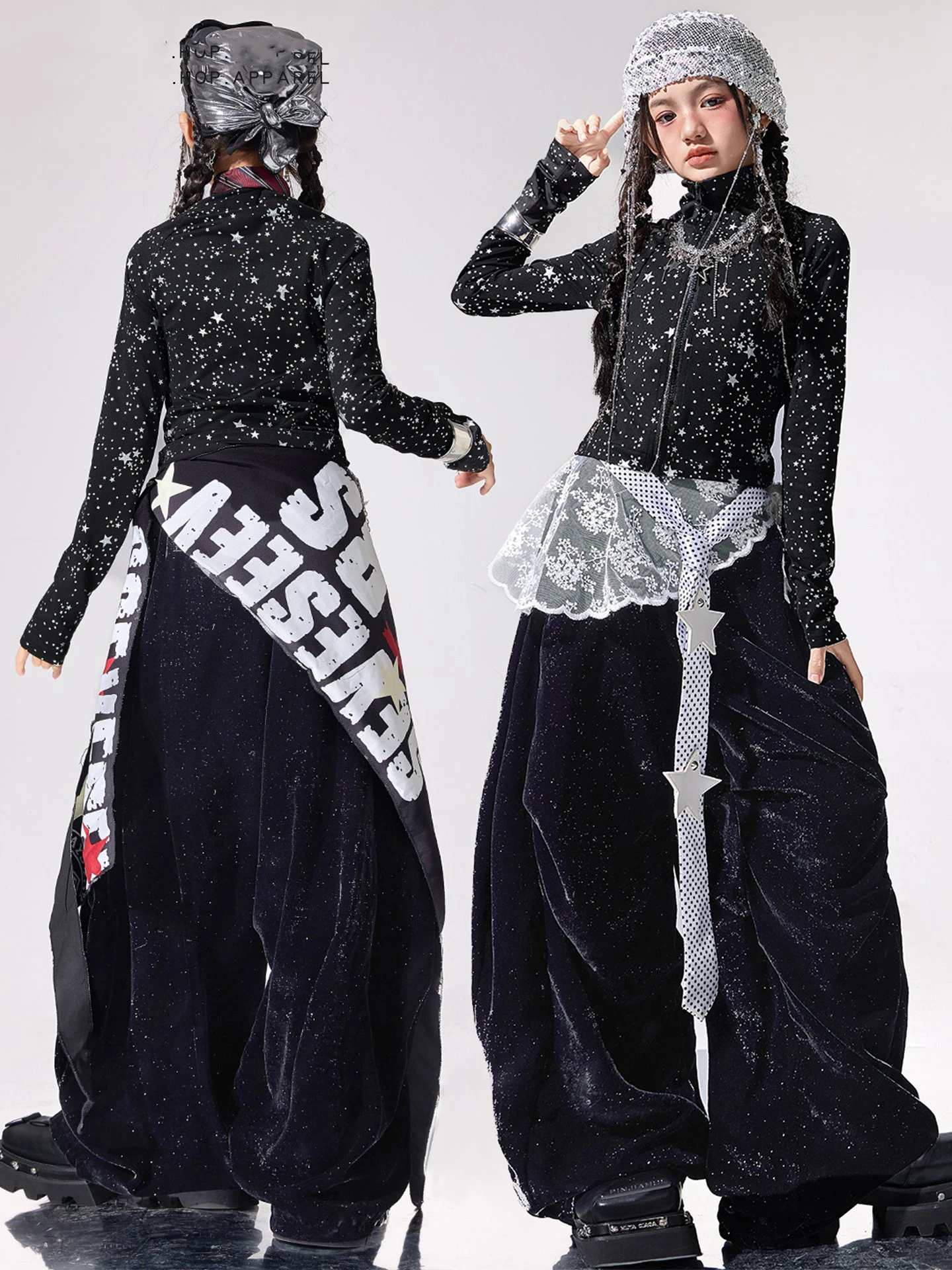 

New Girls' Hip Hop Jazz Dance Costume Sequin Tops Pants Long Sleeves Kpop Performance Clothes Concert Festival Stage Wear L18303