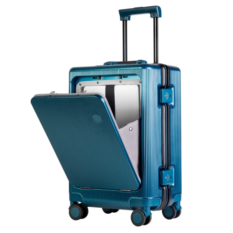 Bagages à cadre en aluminium avec roue universelle, porte-gobelet, boîte d'embarquement à chariot, mot de passe TSA transfrontalier, 24 po, 22 po