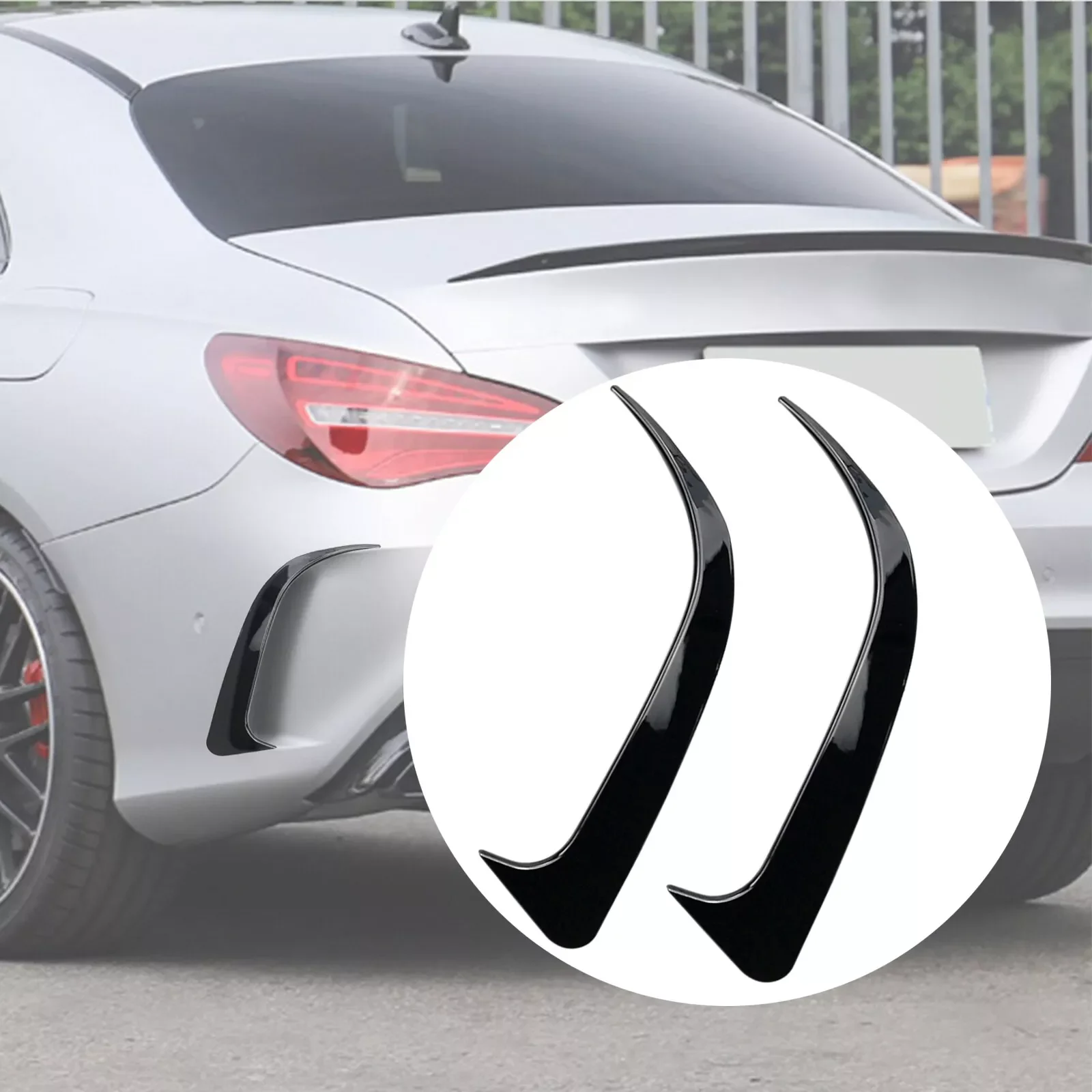 

2pcs For Mercedes-Benz CLA45 AMG C117 250 200 220 2020+ Rear Left And Right Rear Bumper Lip Spoiler Canards Vents Replacement