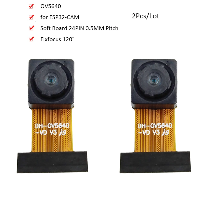 5MP HD OV5640 Camera Module for ESP32-CAM High Definition Fixfocus 120 Degree Soft Board 24PIN 0.5MM Pitch MIPI/DVP