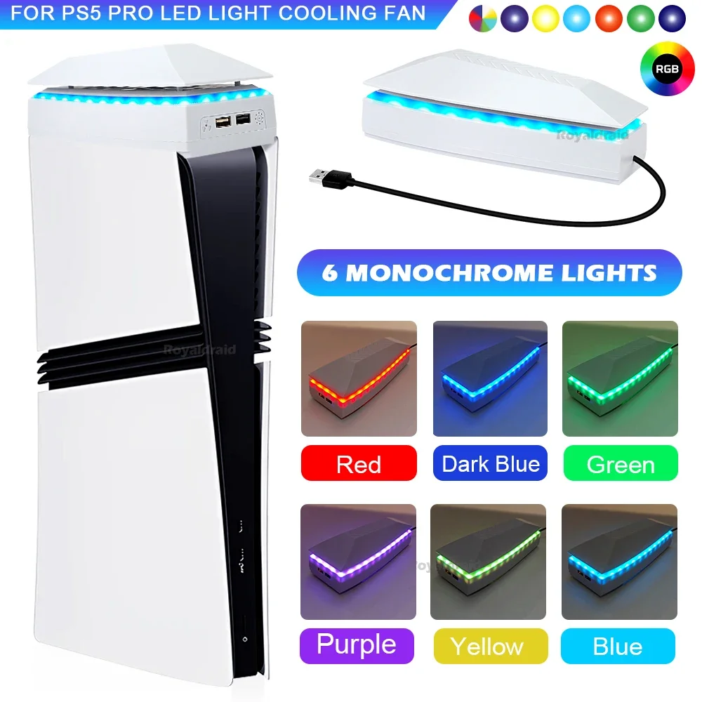For PS5 Pro Top Cooling Fan With RGB LED Light Game Host Radiator Top Dust-proof Heat Dissipation Fan for PS5 Pro Game Console