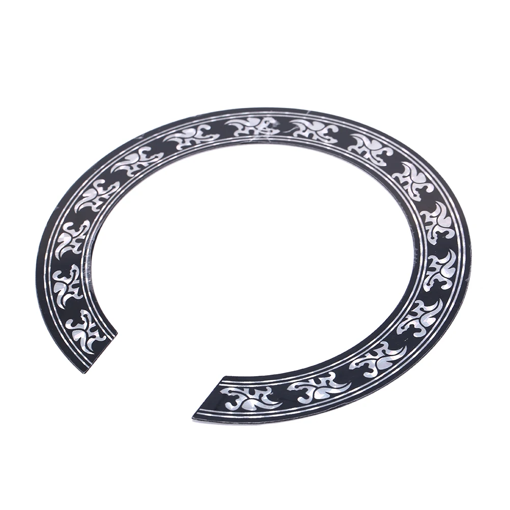 38 39/40 41 inch PVC Circle Sound Hole Rosette Inlay Sticker for Guitars Decor Black + Silver Sound Hole Rosette Sticker