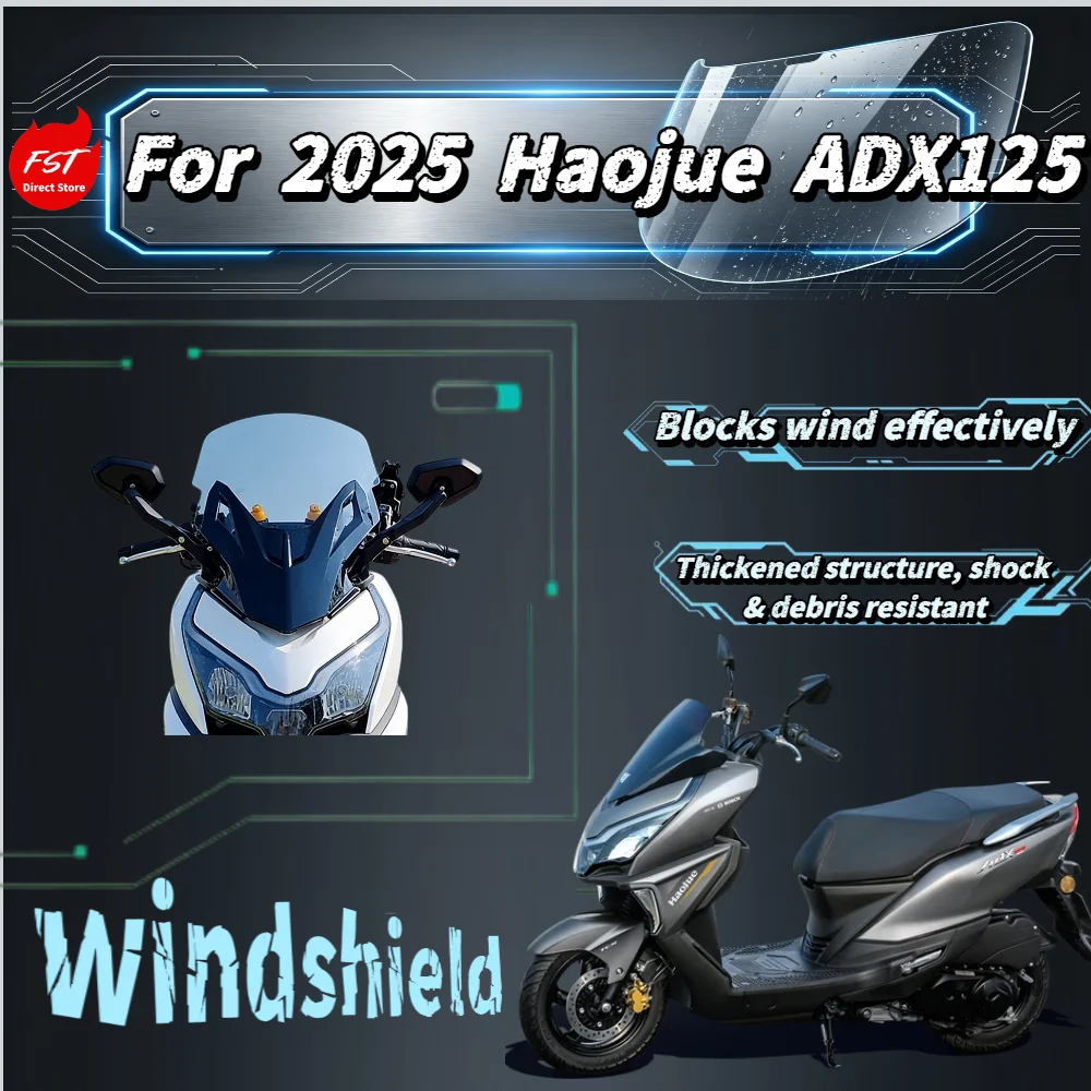 For 2025 Haojue ADX125 Motorcycle Integrated Front Windshield Glass, Mirror Forward Bracket, Front Face Wind Deflector Accessori