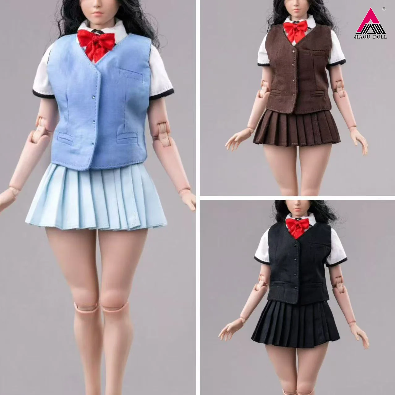 

1/6 Scale CTC-011 School Girl Student Uniform Suit Vest Shirt Skirt Clothes Model Fit 12'' Female Soldier Action Figure Body