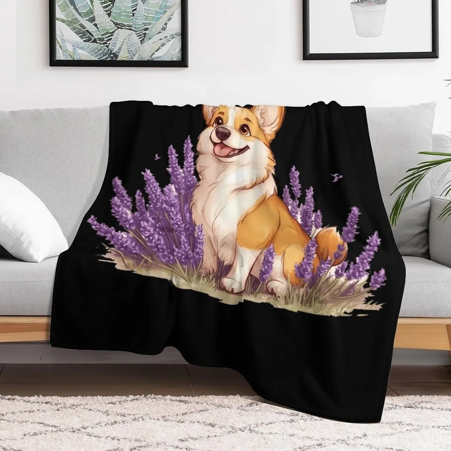 Adorable Purple Lavender Corgi Print Soft Throw Blanket – For Dog & Animal Lovers, Couch, Home, All-Season Use