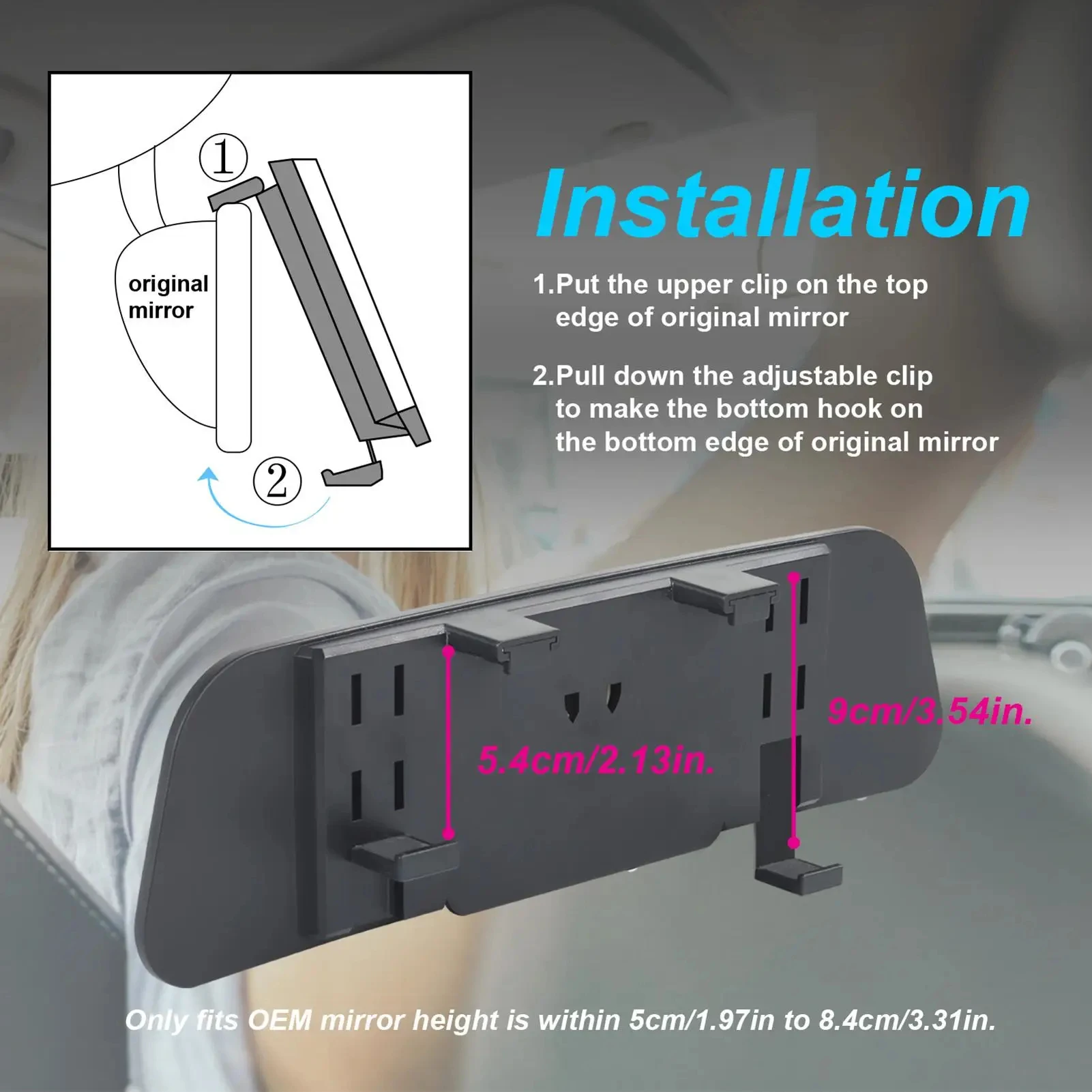 Neuer Baby-Rückspiegel, Vergrößerter Rückspiegel mit Clip, Weitwinkel-Rückansicht, Reduziert Effektiv den Toten Winkel für Auto, SUV, LKW – Detail 4