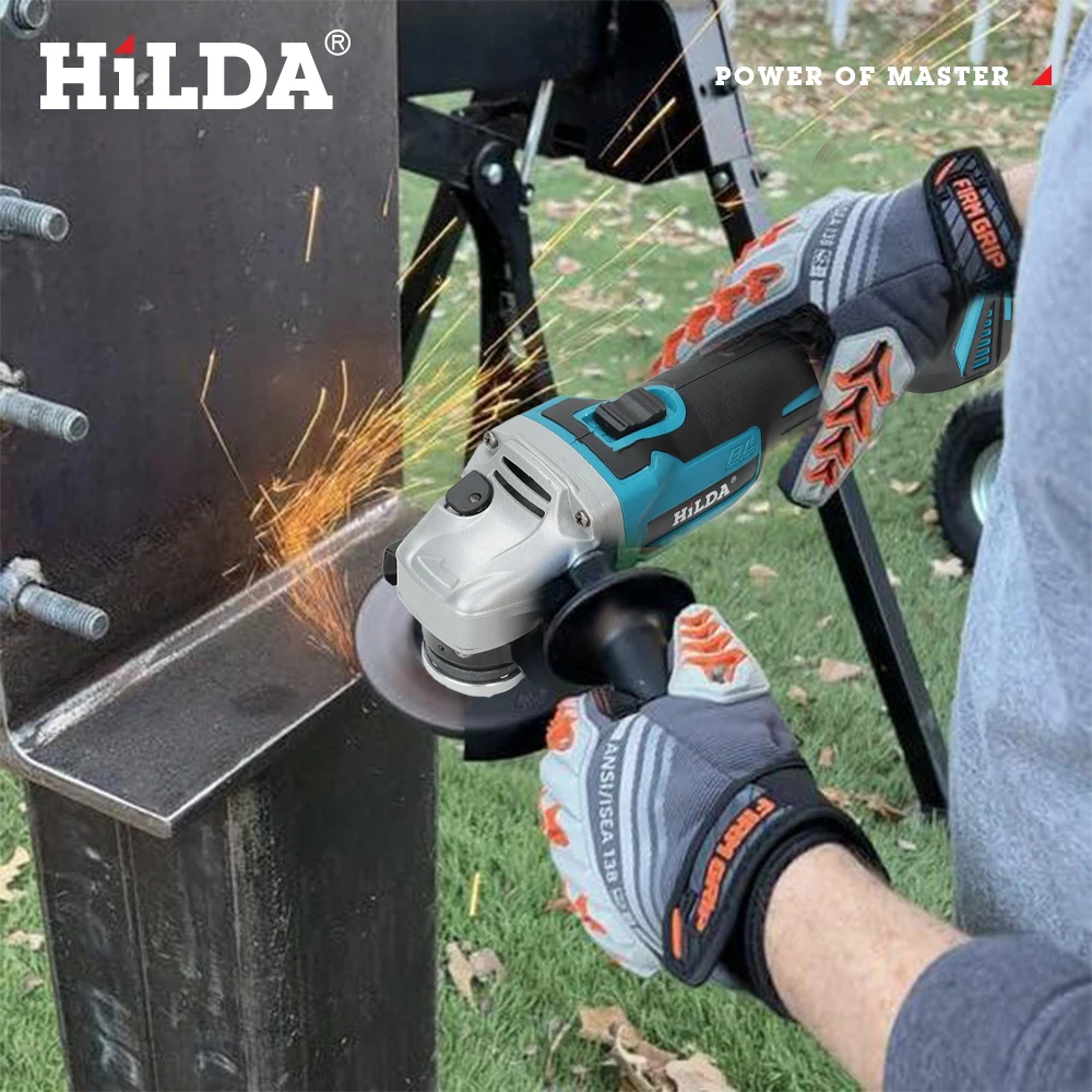 HILDA 125mm Brushless And Brushed Angle Grinder Cordless Grinding Machine Cutting Woodworking Power Tool For Makita 18V Battery image 2