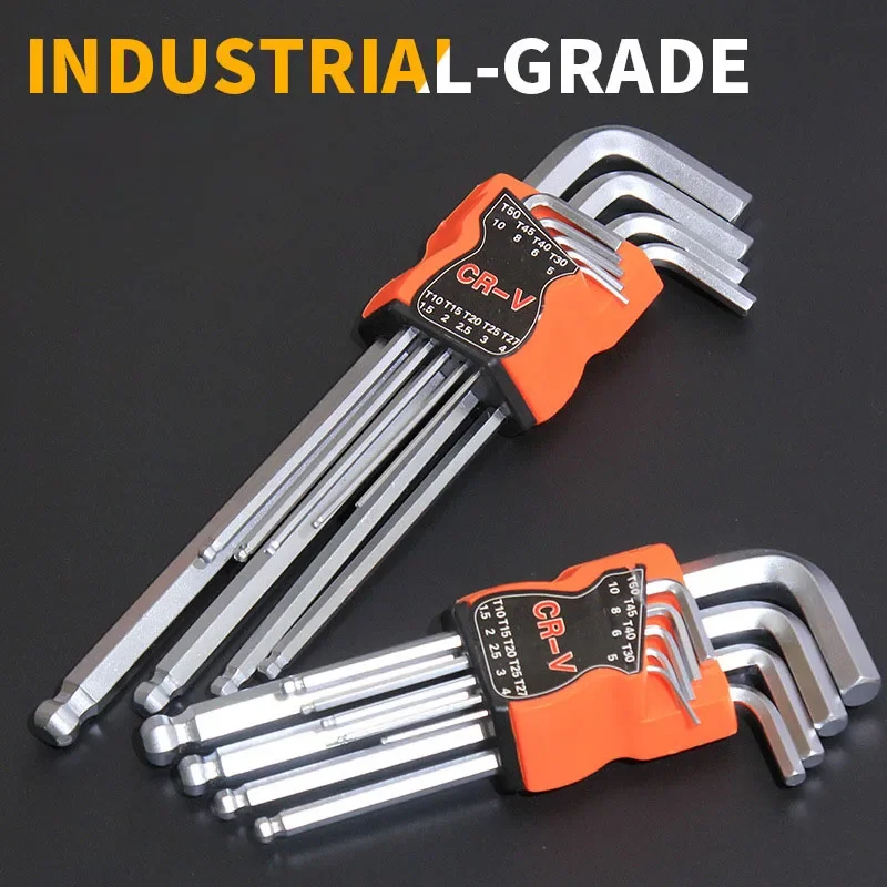 One set Double-End L Type Screwdriver Hex Wrench Matt Allen Key Hexagon Flat Ball Torx Star Head Spanner Portable Hand Tools