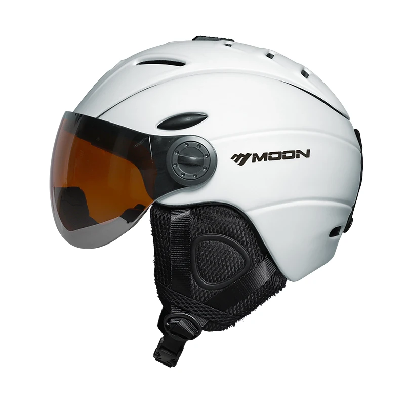 MOON-Skihelm mit halber Abdeckung, weiße, eigenständige Schutzbrille, Ski-Snowboard-Helm-Abdeckung