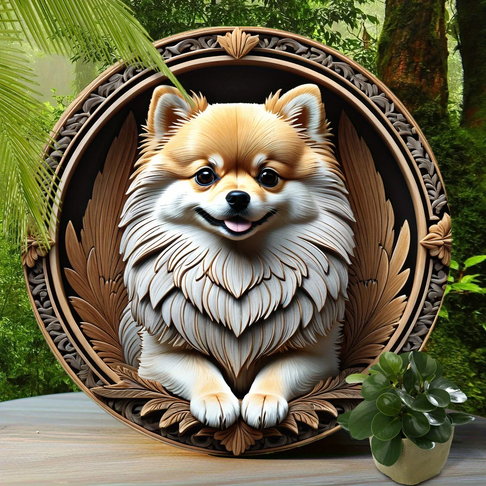 Pomeranian Sign - Cute Dog , Suitable For Cafe Bedroom Garage Wall Decoration, Art Aesthetic, Holiday Gift Inch (20x20cm)