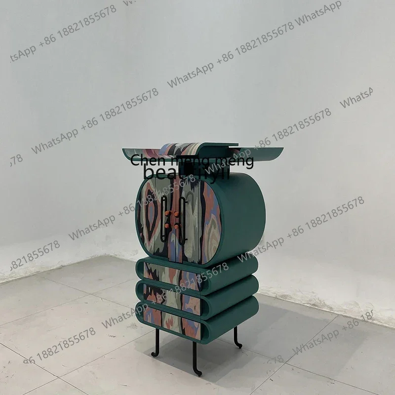 G153 Art painting Color household solid wood dining side cabinet Wall designer Creative chest cabinet