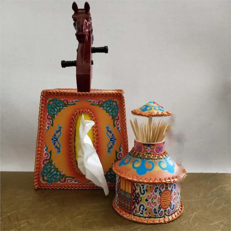 Morin khuur Yurt Shaped Paper Box Toothpick Storage Bucket Mongols Home Decoration Hotel Morin Khuur Design Tissue Box ZD677