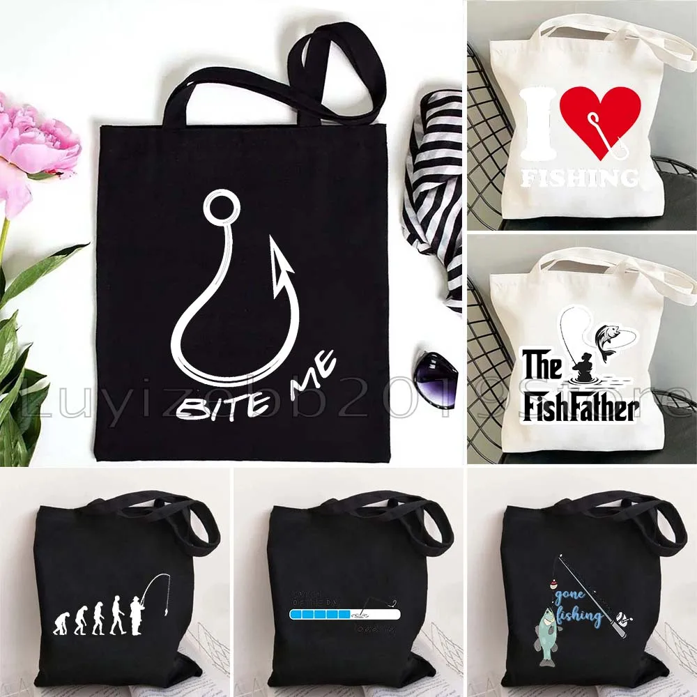 

The Fishfather Fishing Lovers Father Fisherman Cute Gift Women Canvas Shoulder Tote Bag Harajuku Reusable Shopper Cotton Handbag