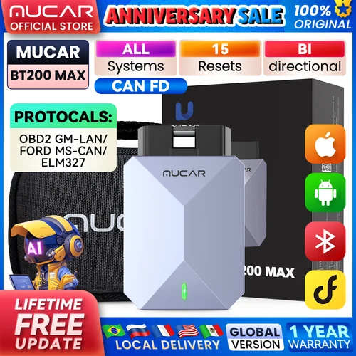 Imagen 1 del producto MUCAR BT200 MAX CAN FD OBD2 escáner 15 reinicio AI herramientas de diagnóstico de coche todo el sistema escaneo automático Control bidireccional actualización gratuita