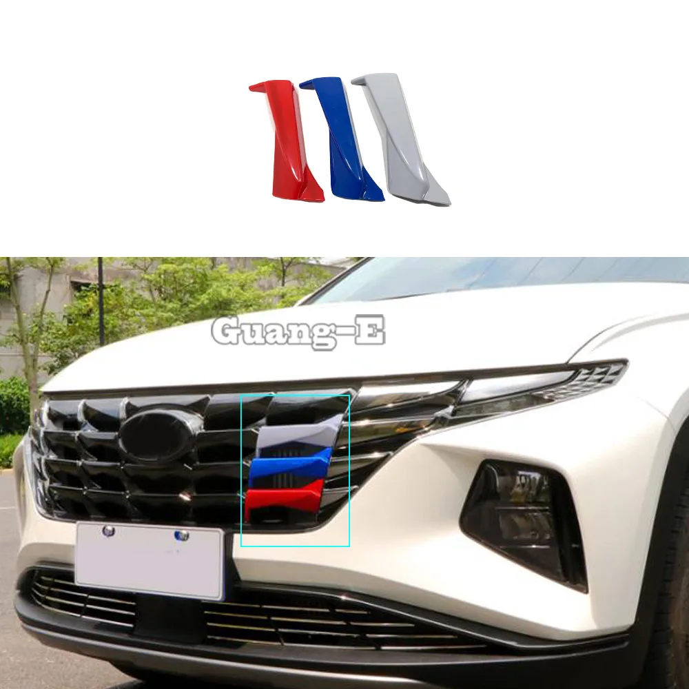

For Hyundai Tucson L 2021 2022 2023 2024 Car Styling Protection Detector Trims ABS Chrome Front Grid Grill Grille Racing Bumper