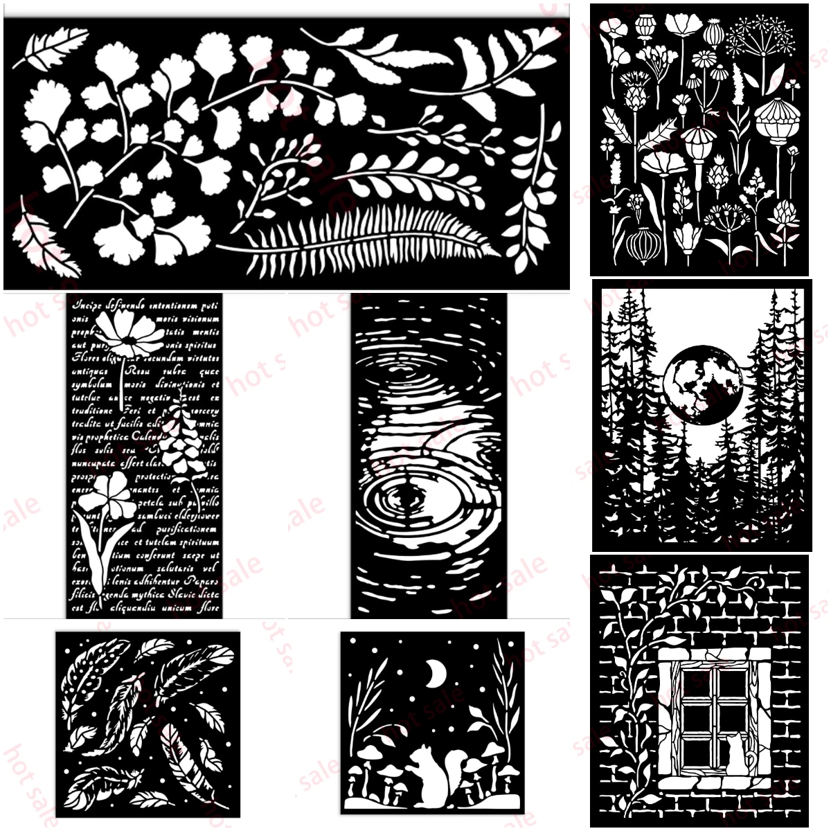 

Moon In The Forest Leaves Stencil DIY Layering Stencils Wall Painting Scrapbook Coloring Embossing Album Decorative Paper Card