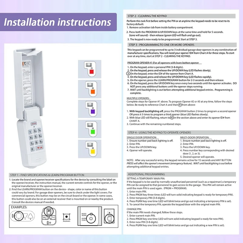 GUK-R Wireless Universal Garage Door Opener Keypad, Compatible With For Genie, Overhead Door, Garage Door Openers Easy To Use