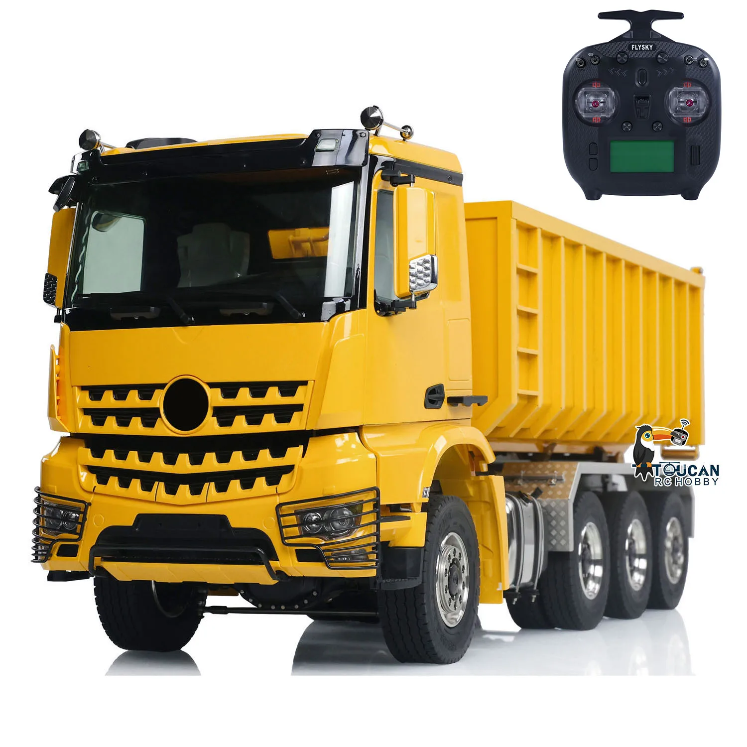 Toy 1/14 RC Hydraulic Dumper Car 8x8 Roll On Full Dump Truck Sound Light Rear Axle Steering Sound Light Tipper Model TH23869