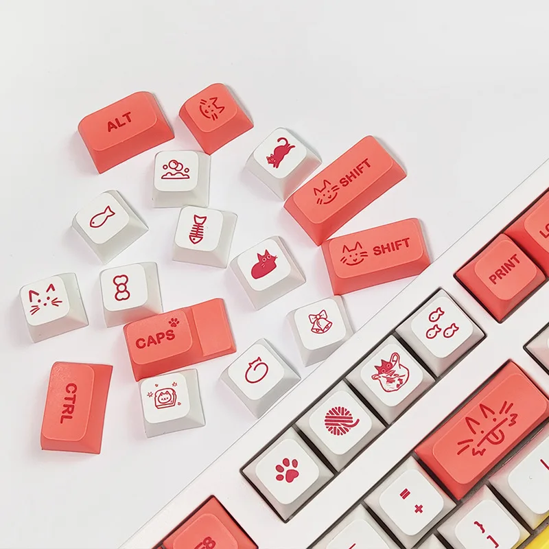 

Pink cat XDA keycap mechanical keyboard custom personality cute hot sublimation PBT