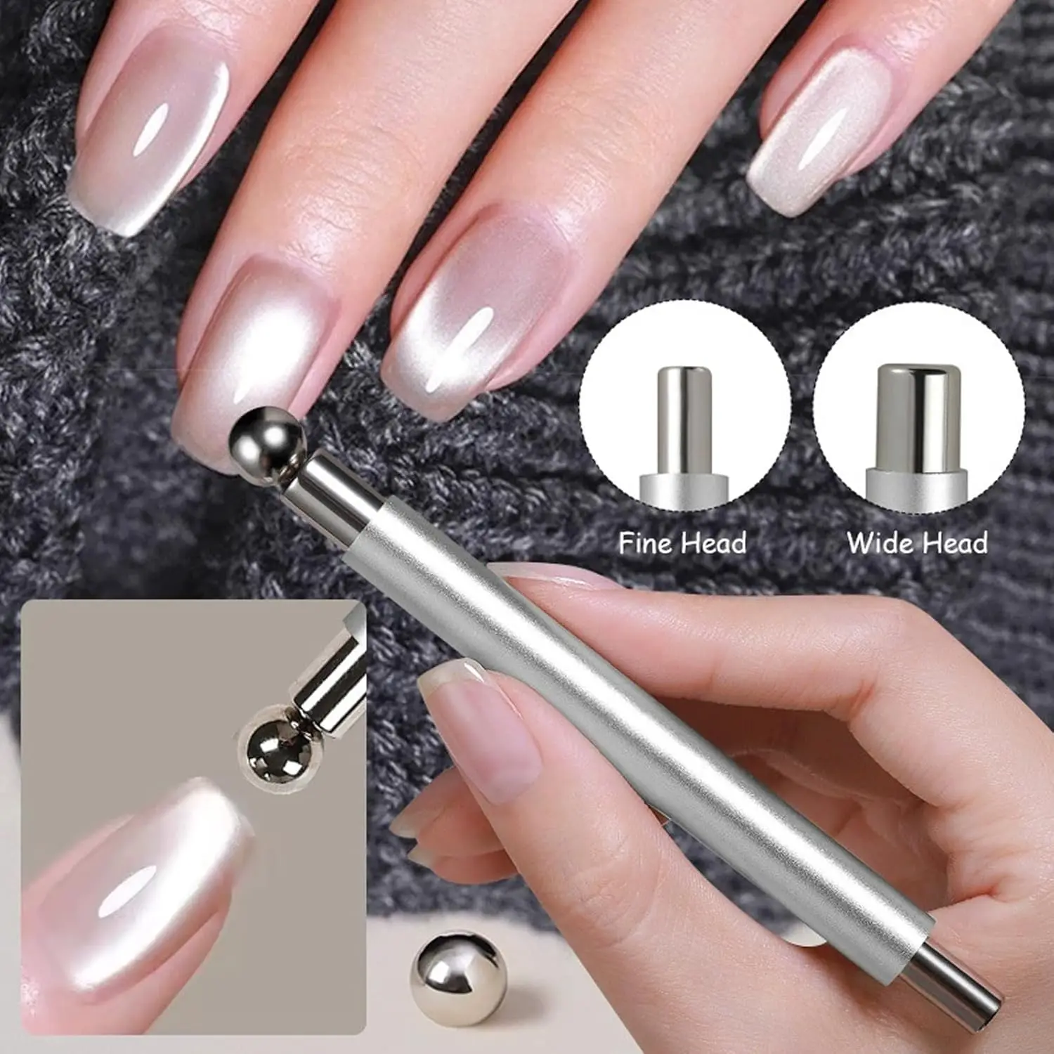 1/6Pcs Cat Eye Nail Magnet Tool Set French Tips Cat Eye Heart Magnets Nail Magnet Stick Cat Eye Gel Polish Magnets Tools Manicur