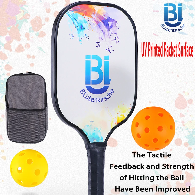 

Sakura Pick Tennis Racket with Pickleball and Bag Pure Wood UV Print Control Breathable Anti Slip Handle Bat for Beginner Train