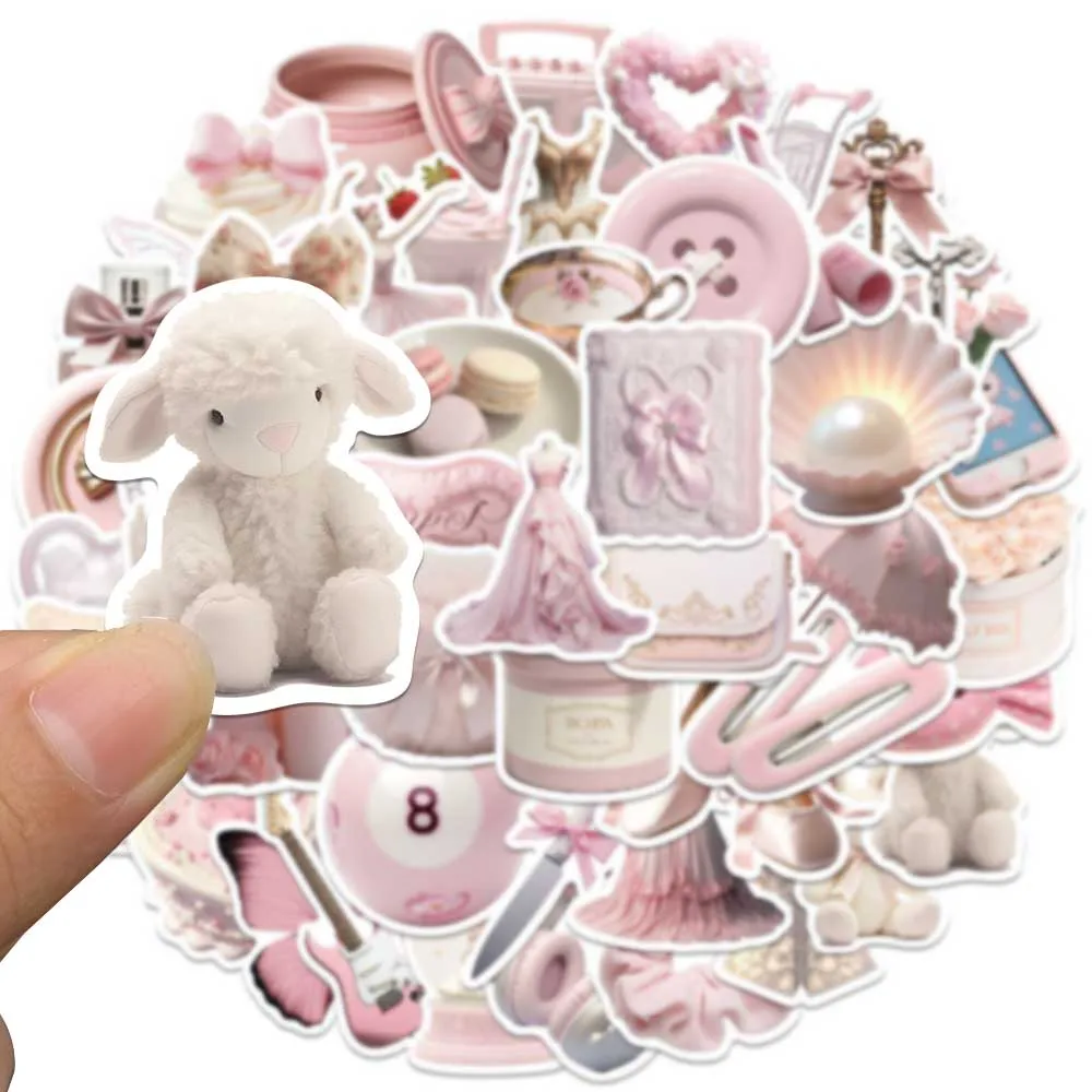 50PCS Ins 3D Pink Kawaii Elegant Ballet Girls DIY Stickers Aesthetic Fridge Laptop Phone Diary Car Vinyl Decoration Gift Sticker