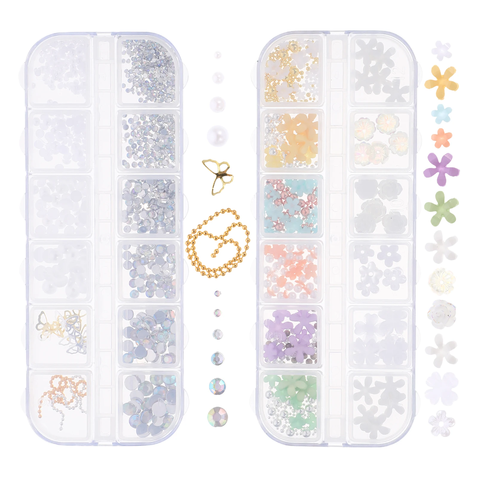 

2 Boxes Pearl Chain Nail Charms Small Size Gems Decorations Manicure Women Accessories Christmas Fake Nails Wedding Birthday