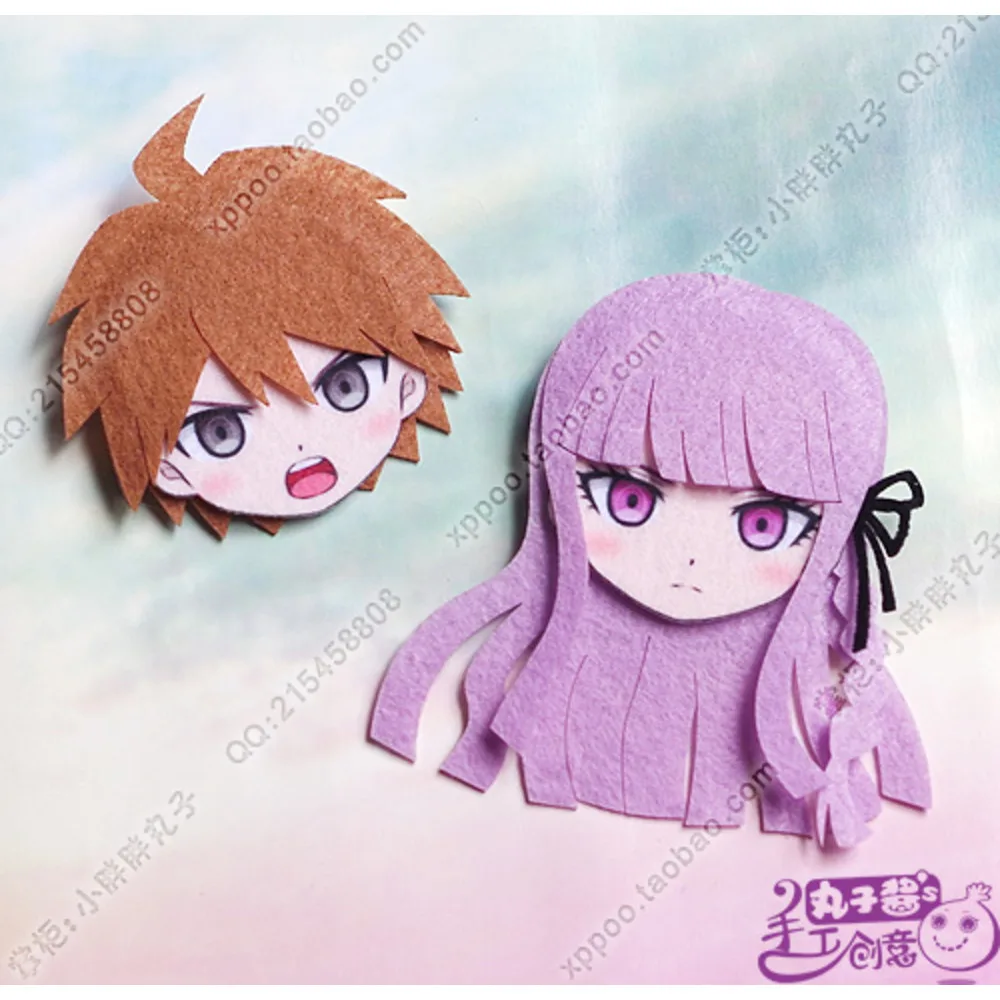 Handmade Anime Danganronpa Kirigiri Kiyouko Makoto Naegi Cosplay Non-Woven Fabrics Brooch Clips Hair Accessories