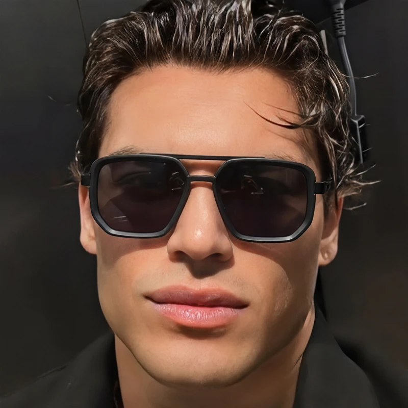 

Polarized Square Sunglasses Men 2026 Luxury Vintage Double Bridge Gradient Lens Driving Shades Retro Flat Top Sun Glasses Male