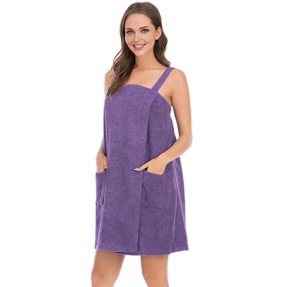 

Bath Towel with Pocket for Storage Spa Body Wrap with Straps Pockets for Women Adjustable Shower with Facial for Knee