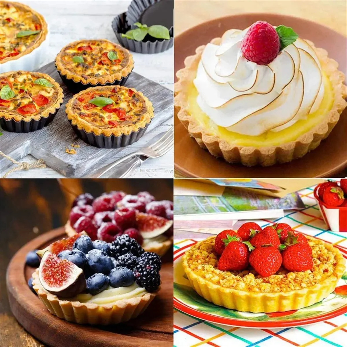 6Pcs 4In/10cm Mini Pie Muffin Cupcake Pans Non-Stick Tart Quiche Flan Pan Mold Removable Loose Bottom Round Bakeware