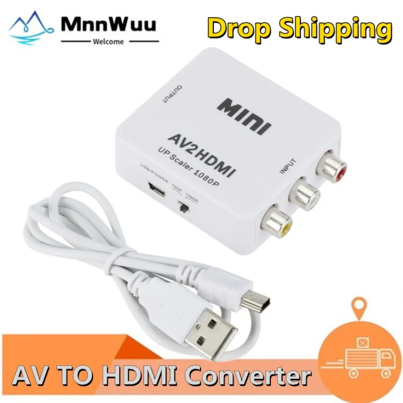 

RCA To HD Converter AV2HDMI RCA AV/CVSB L/R Video To HDMI-compatible AV Scaler Adapter HD Video Converter 1080P Support NTSC PAL