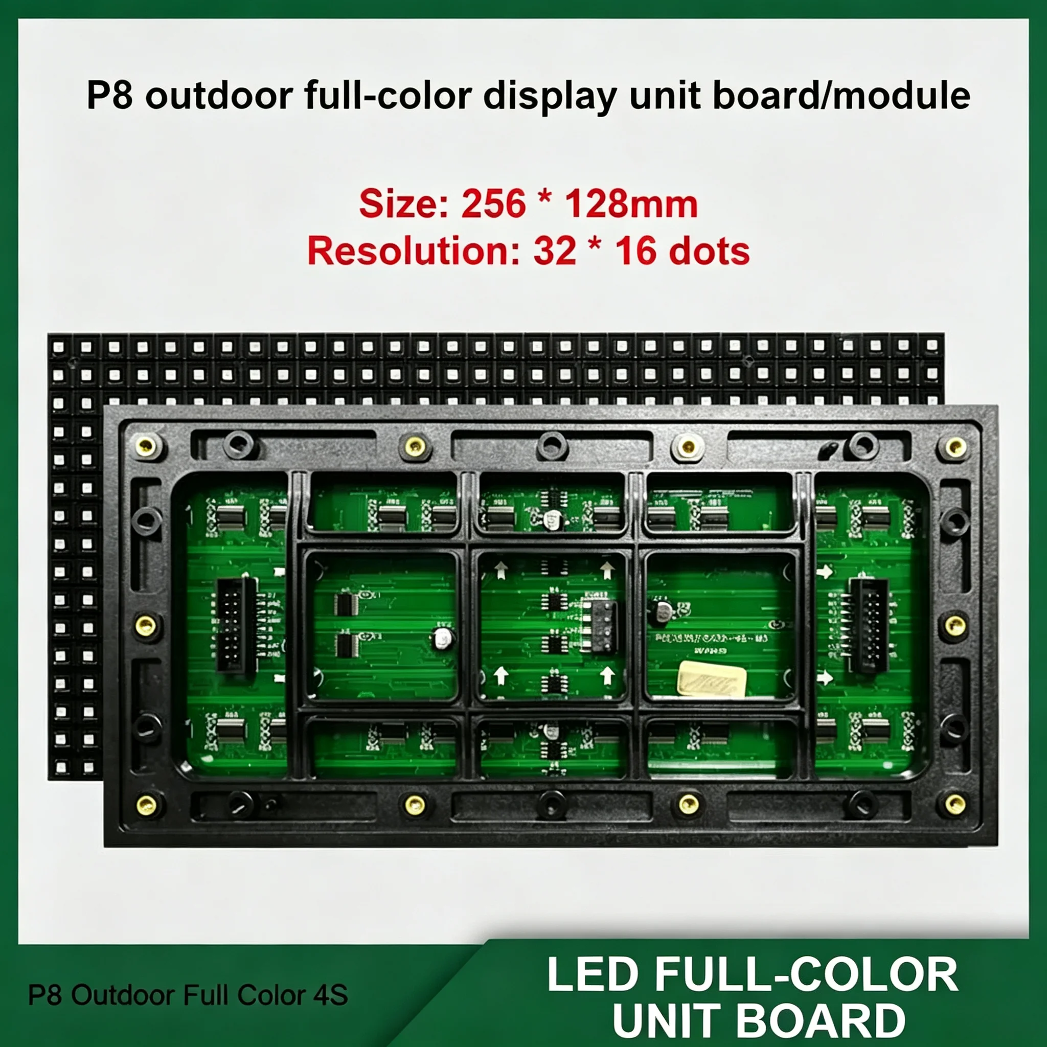 P8 SMD Outdoor Full Color LED Display Module 320x160mm 40x20 Pixels 5 Scan with HUB75 Port RGB LED Video Panel