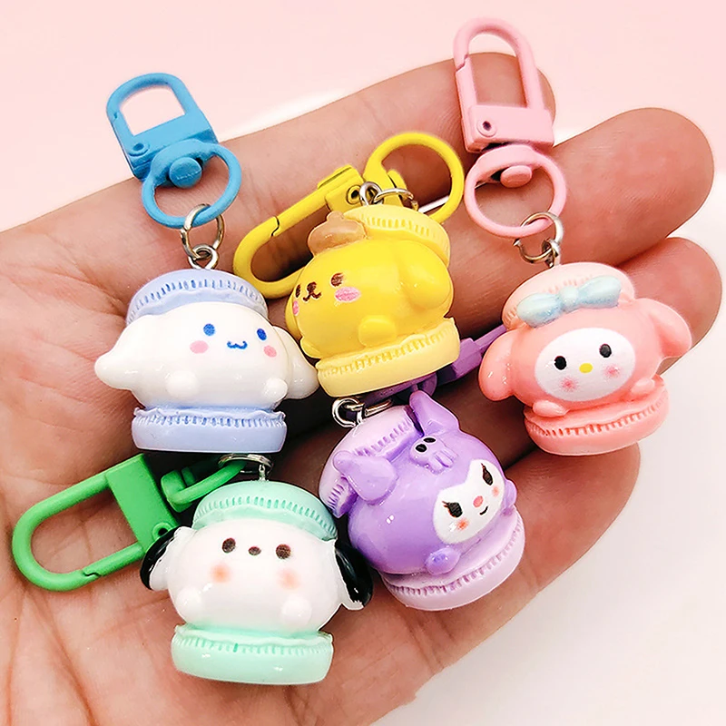 Sanrio Cute Kuromi My Melody Keychain Cinnamoroll Girls Cartoon Colorful Bell Ornaments School Bag Pendant Keychains Gift