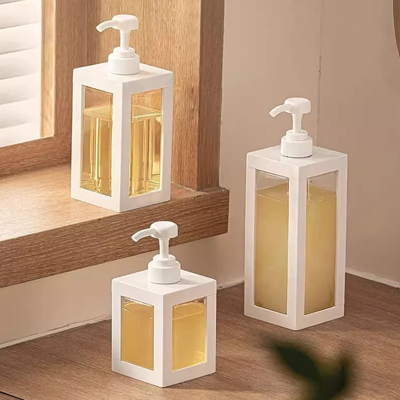 Large-Capacity Lotion Dispensing Bottle Household Push-Type Square Bottle Bathroom Shower Gel Visual Hand Sanitizer Bottle