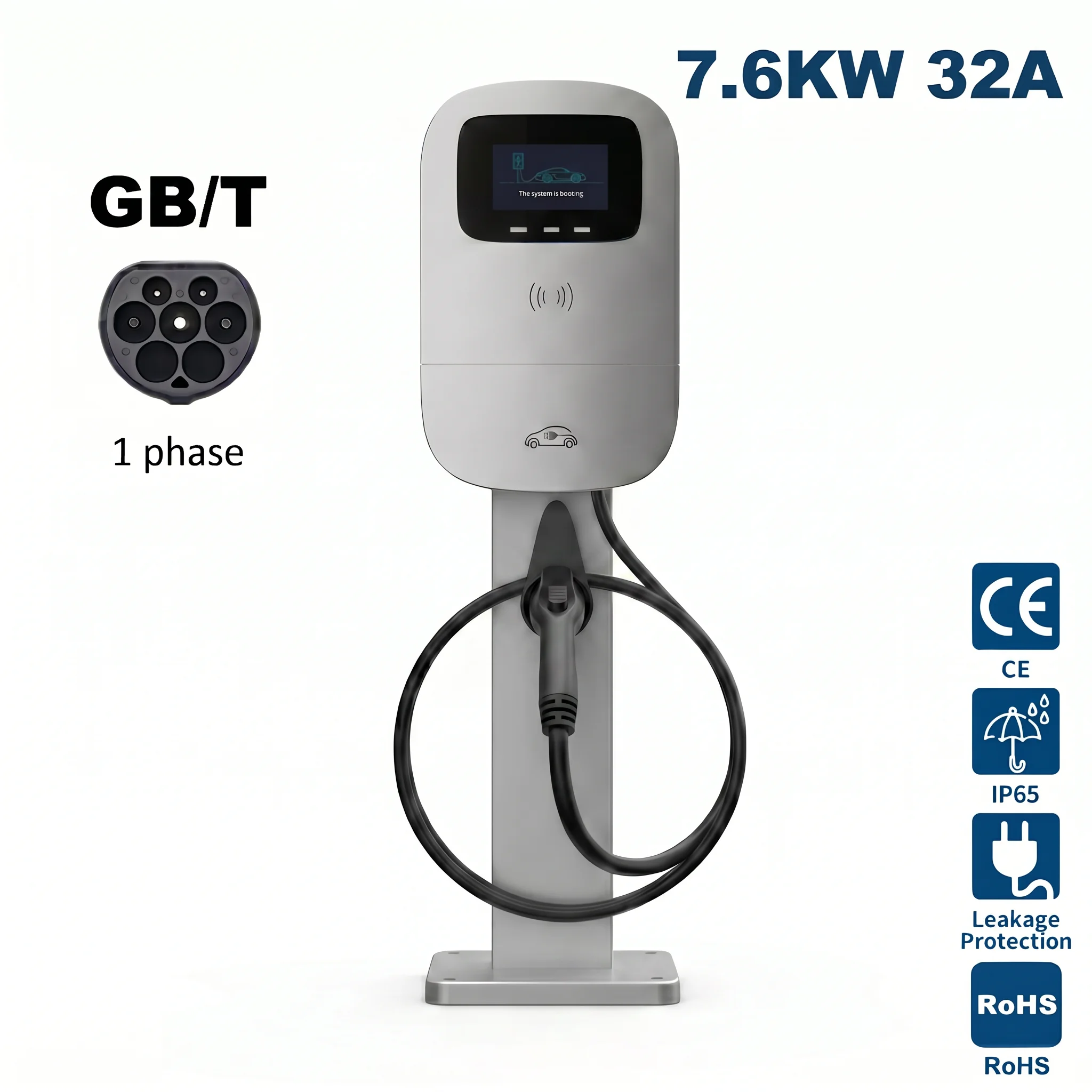 

JIGU 7KW 32A GB/T EV Charger Wallbox WiFi Bluetooth APP Control Electric Vehicle Charging Station Smart Car Charger