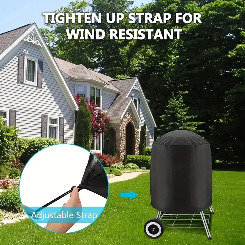 غطاء شواء أسود من قماش أكسفورد - غطاء شواية شواء عالي التحمل، مناسب للاستخدام الخارجي، غطاء شواء قوي قابل للتعديل #2