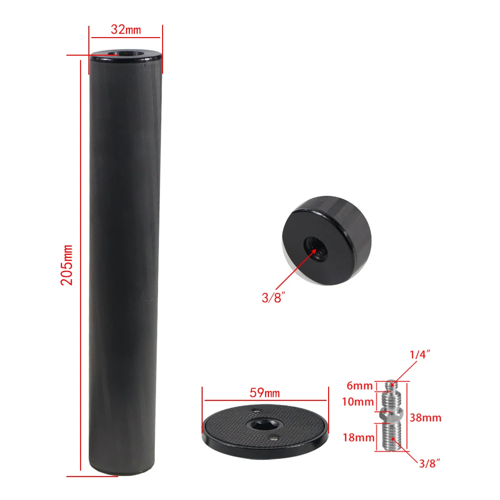 Mid-Axis Carbon Fiber Einbeinstativ Pole Zubehör Stativ Center Shaft Verlängerung Stange 3/8 zoll Loch SLR Kamera Stabilisator Griff grip – Detail 5