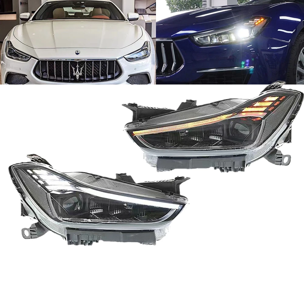 Car LED Headlights Assembly For Maserati Ghibli 2014-2020 Head Lights Upgrade 2023 Style LED Daytime Running Lights Front Signal